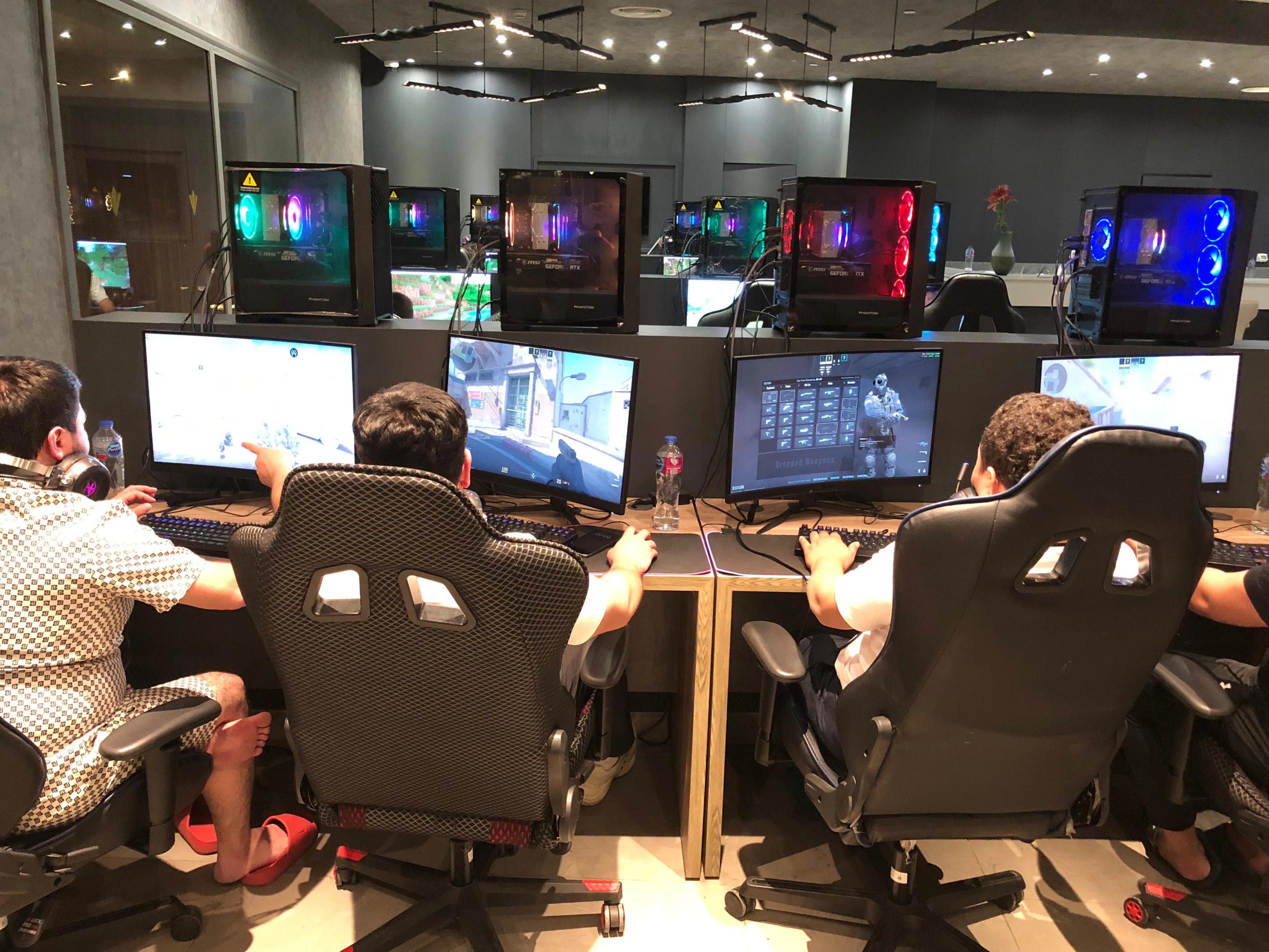 Players at stations in the venue